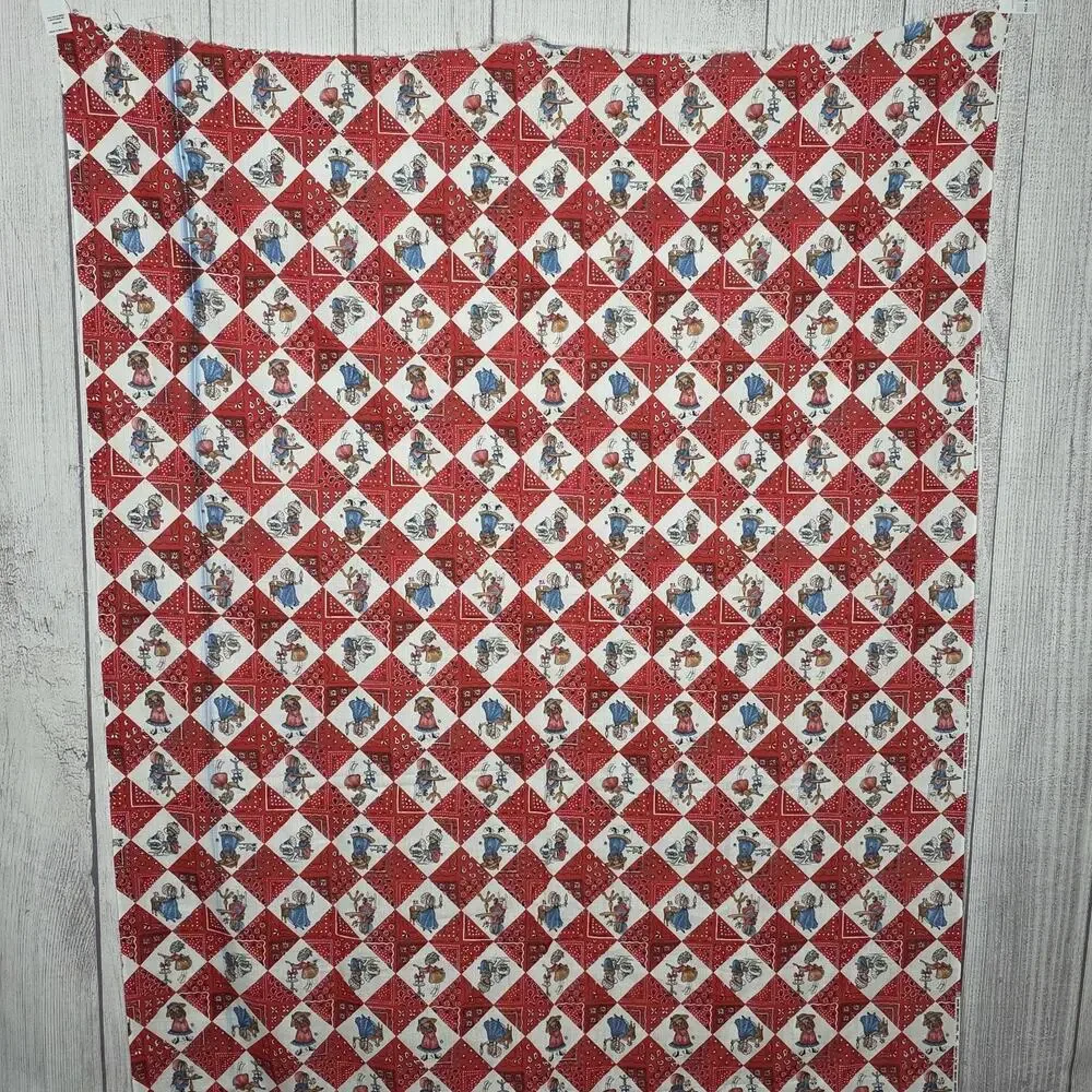 Vintage Holly Hobbie Fabric Panel Roth Greeting Cards Quilt Fabric 44.5x72